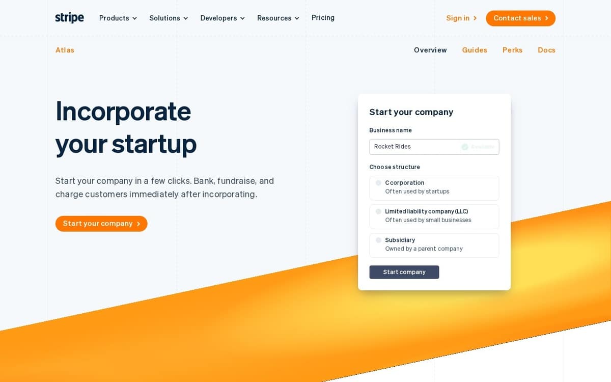 Stripe Atlas preview